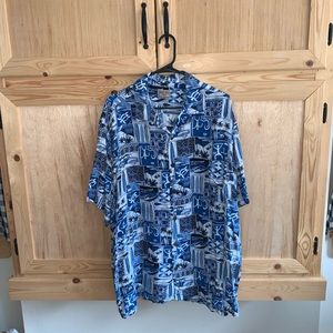 Aloha Hut Hawaii tropical, surf, beach, sea turtle , car button front shirt